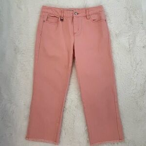 Michael Kors Salmon Pink Cropped Straight Leg Mid Rise Jeans